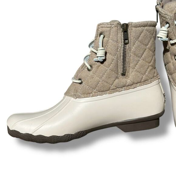 Women’s Sperry Cream saltwater wool Rain Boots Quilted Ankle size 10M - Picture 3 of 7